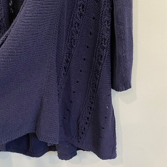 Anthropologie Angel Of The North Shawl Collar Navy Blue Open Cardigan - Picture 3 of 7